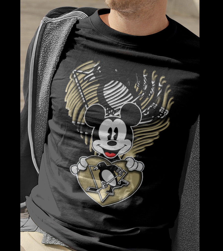 Mick Penguins Hockey Heart T-Shirt