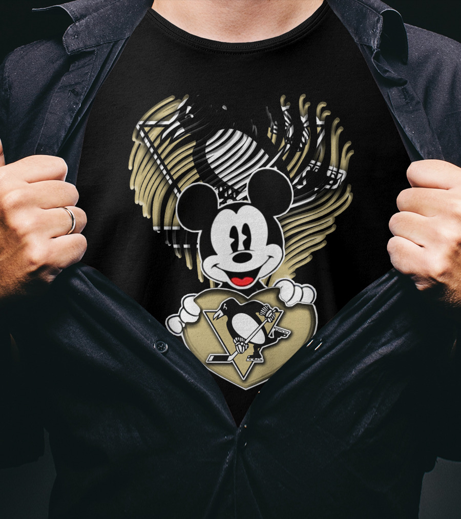 Mick Penguins Hockey Heart T-Shirt