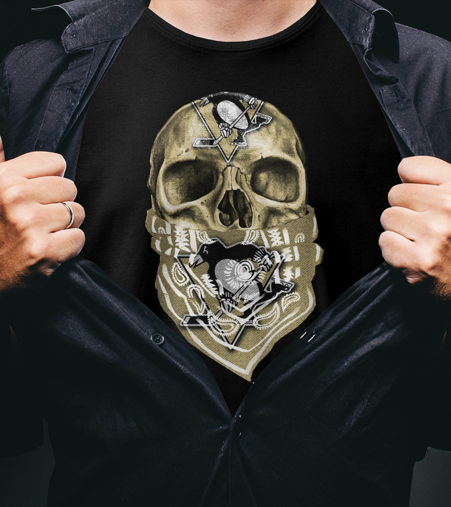 Skull Pittsburgh Penguins Hockey Bandana T-Shirt