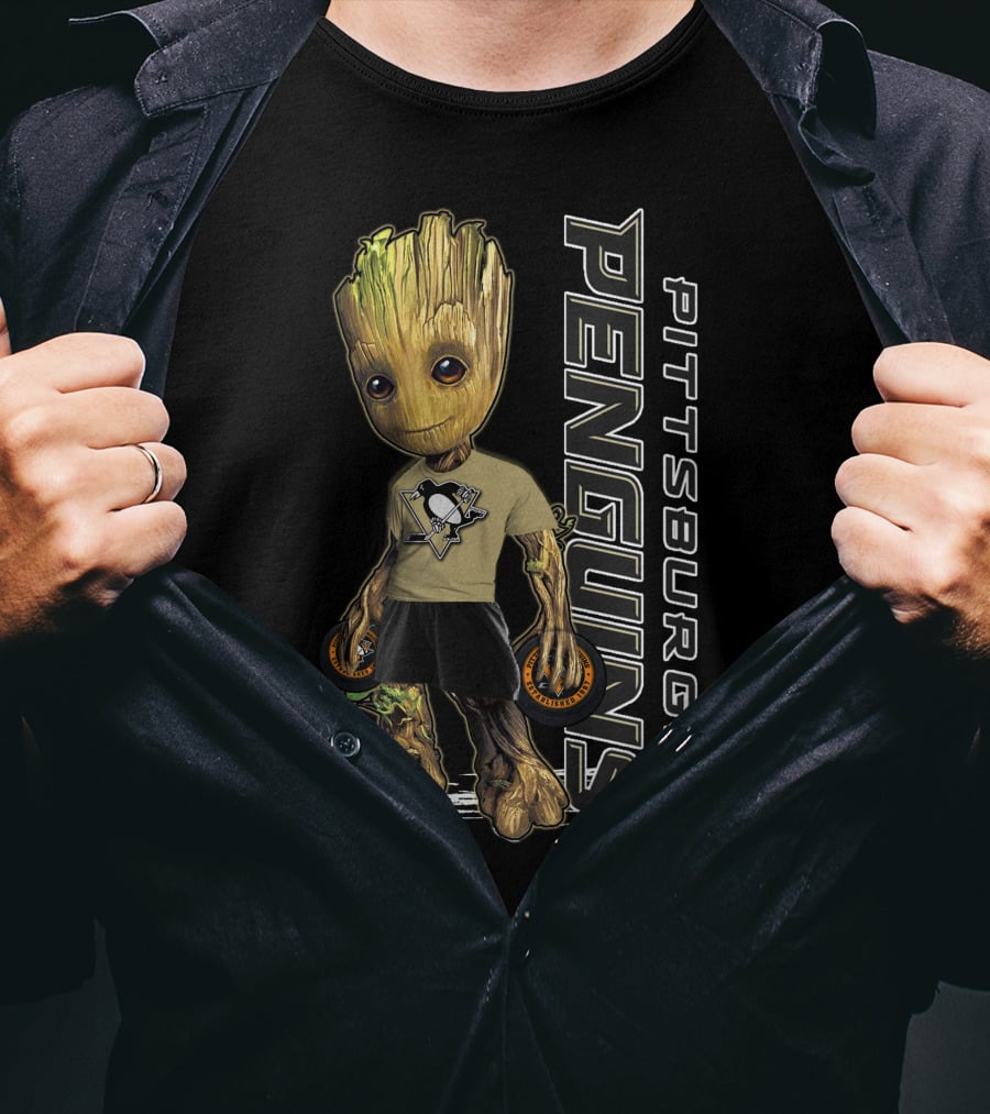Groot Pittsburgh Penguins Hockey Fan Gear T-Shirt