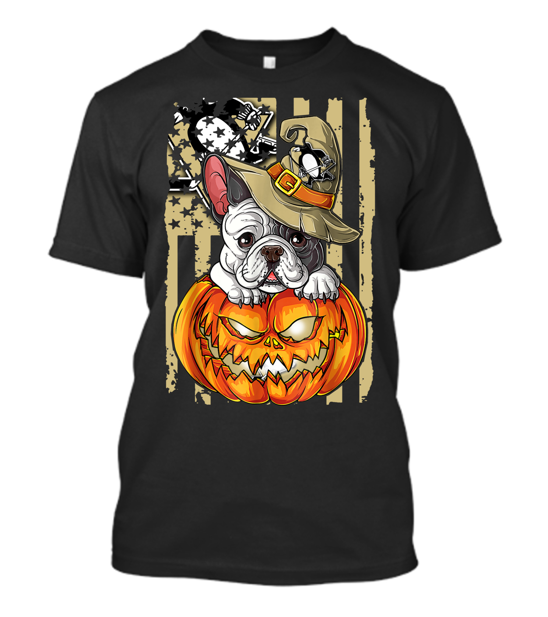 Hlw Bulldog Pumpkin Pittsburgh Penguins Halloween T-Shirt