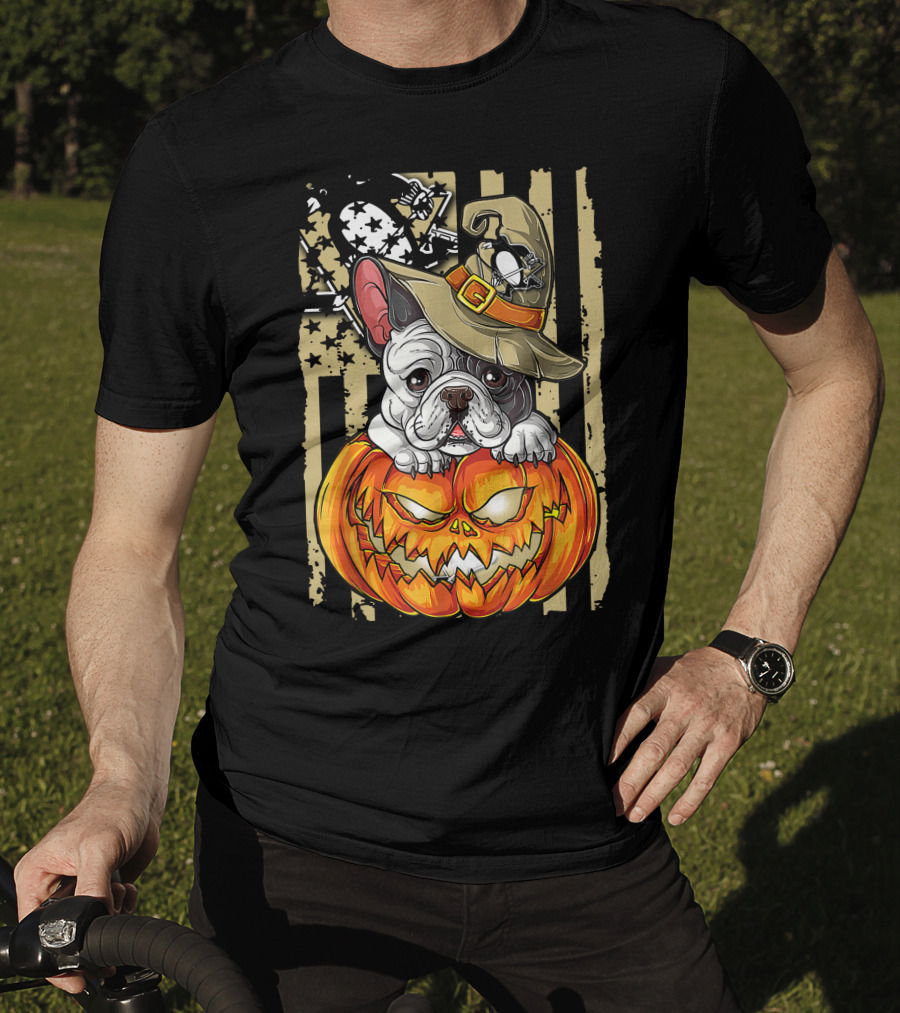 Hlw Bulldog Pumpkin Pittsburgh Penguins Halloween T-Shirt