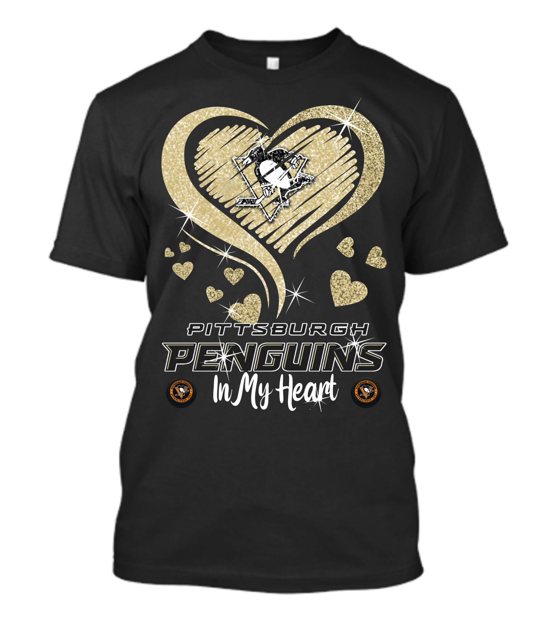 Pittsburgh Penguins Heart Logo Glitter In My Heart T-Shirt