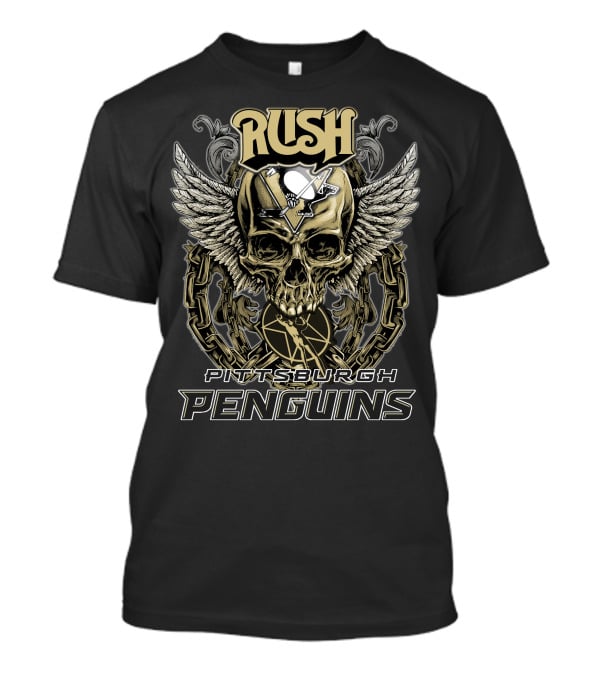 Rush Pittsburgh Penguins Skull Wings Hockey Chains T-Shirt