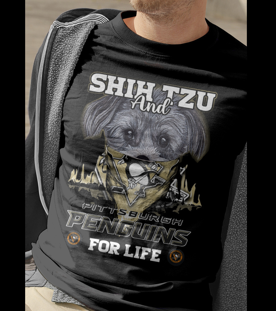 Shih Tzu And Pittsburgh Penguins For Life T-Shirt