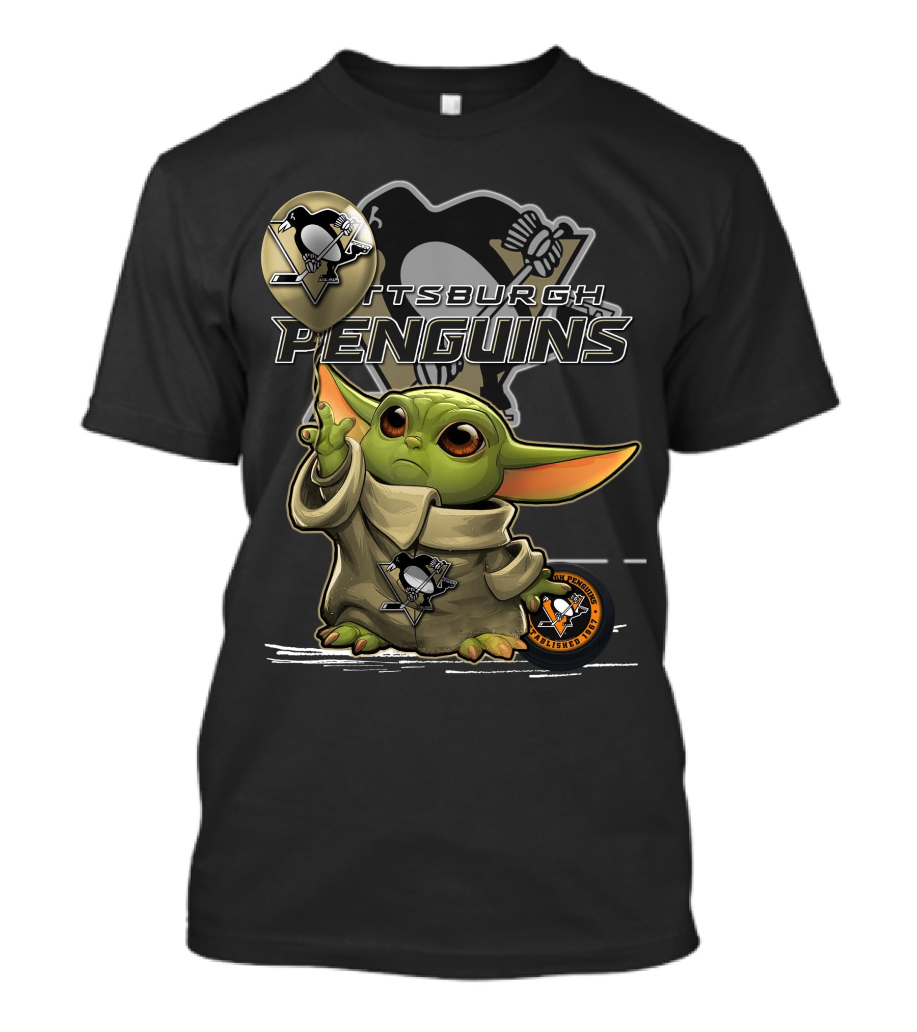 Yoda Pittsburgh Penguins Hockey Force Baby Alien T-Shirt