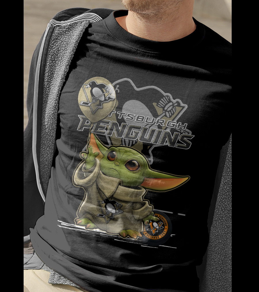 Yoda Pittsburgh Penguins Hockey Force Baby Alien T-Shirt