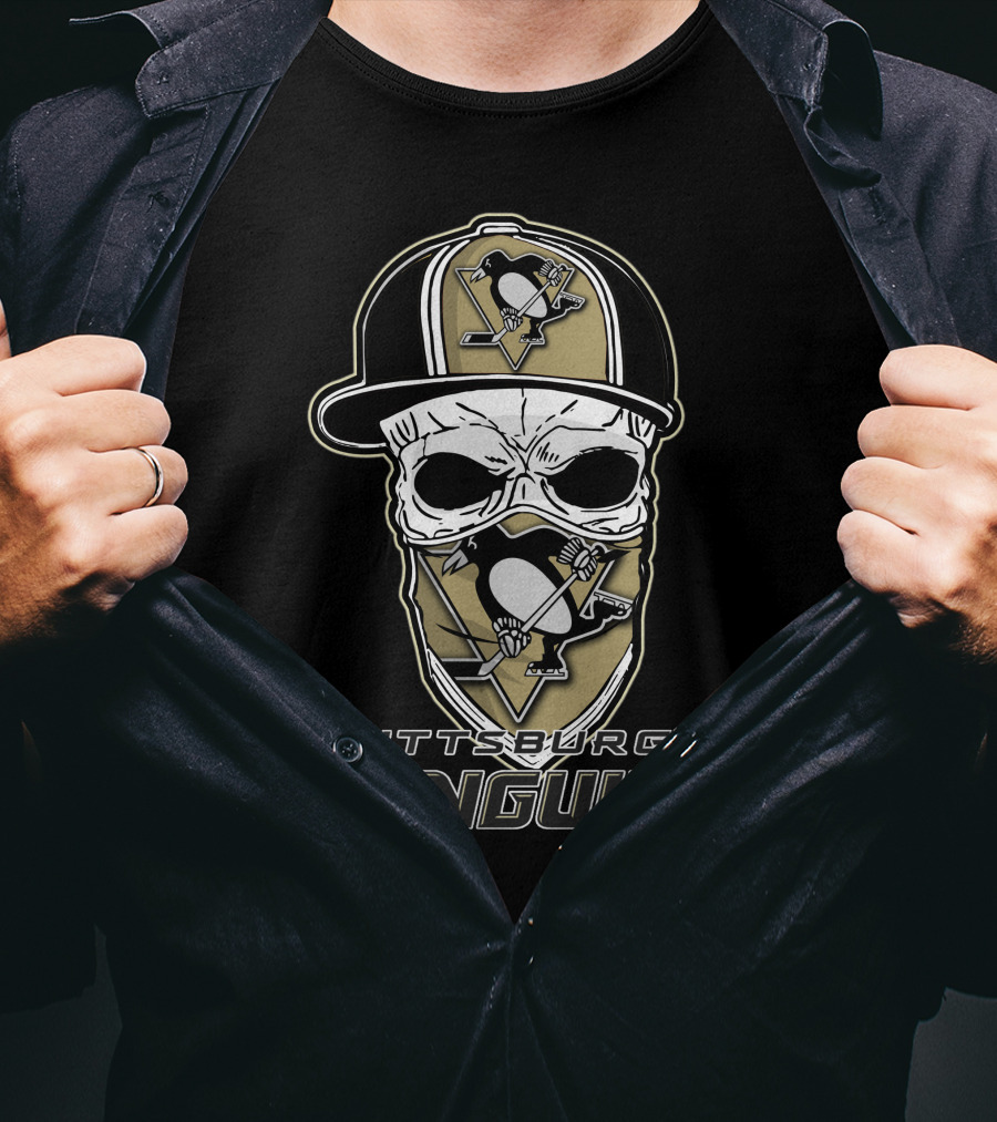 Pittsburgh Penguins Skull With Hat T-Shirt