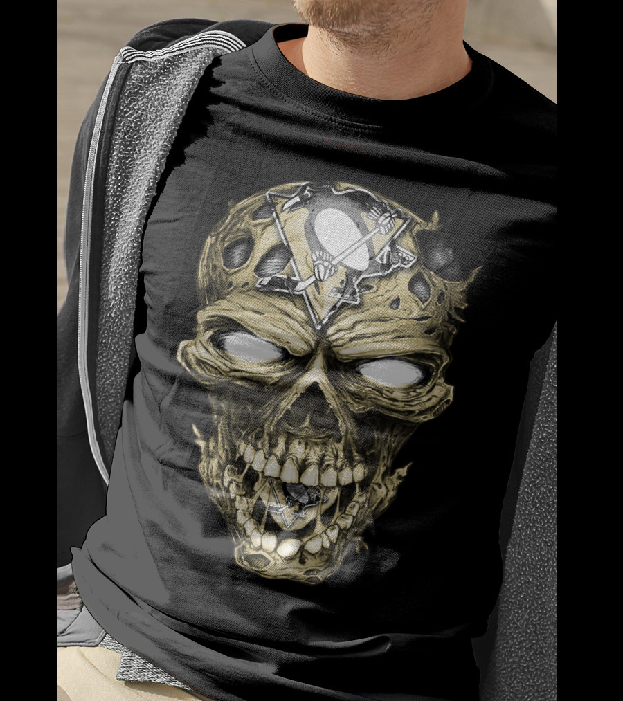 Pittsburgh Penguins Skull With Team T-Shirt