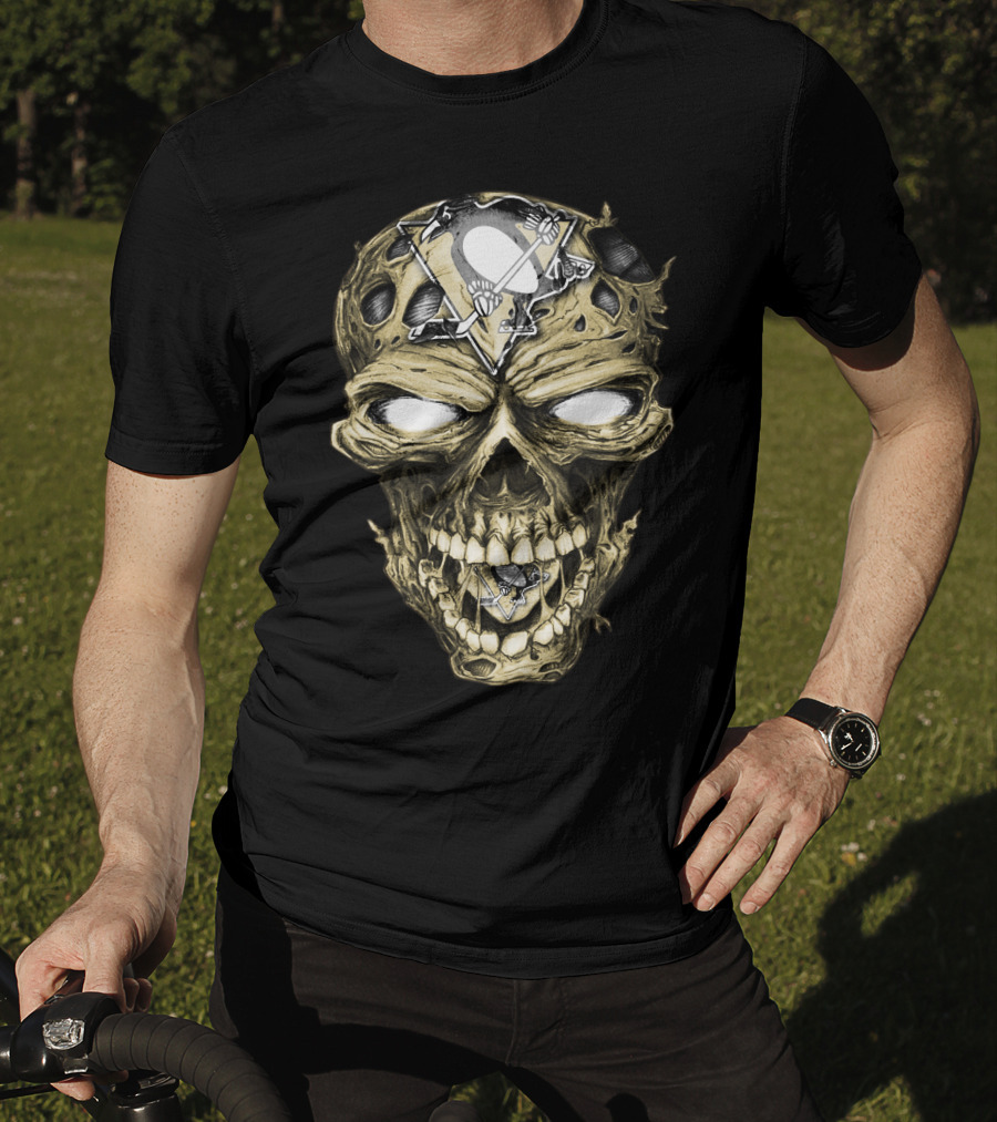 Pittsburgh Penguins Skull With Team T-Shirt
