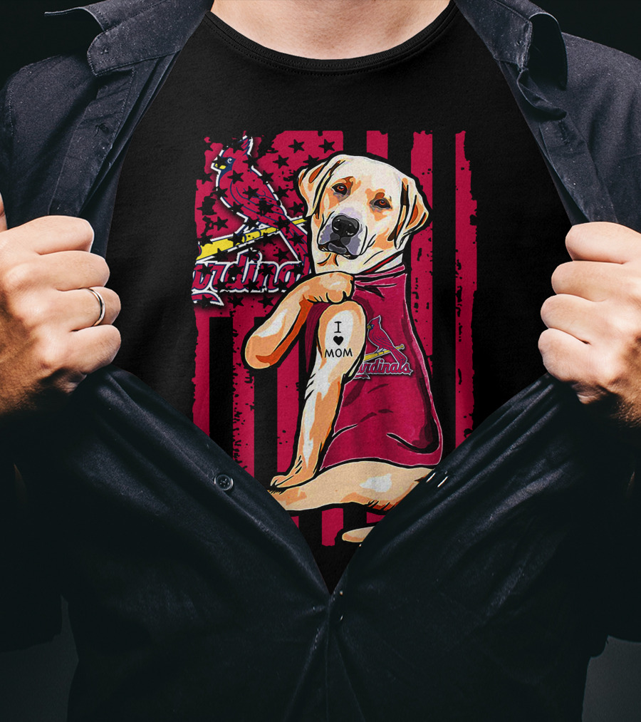 Labrador Retriever I Love Mom St. Louis Cardinals T-Shirt
