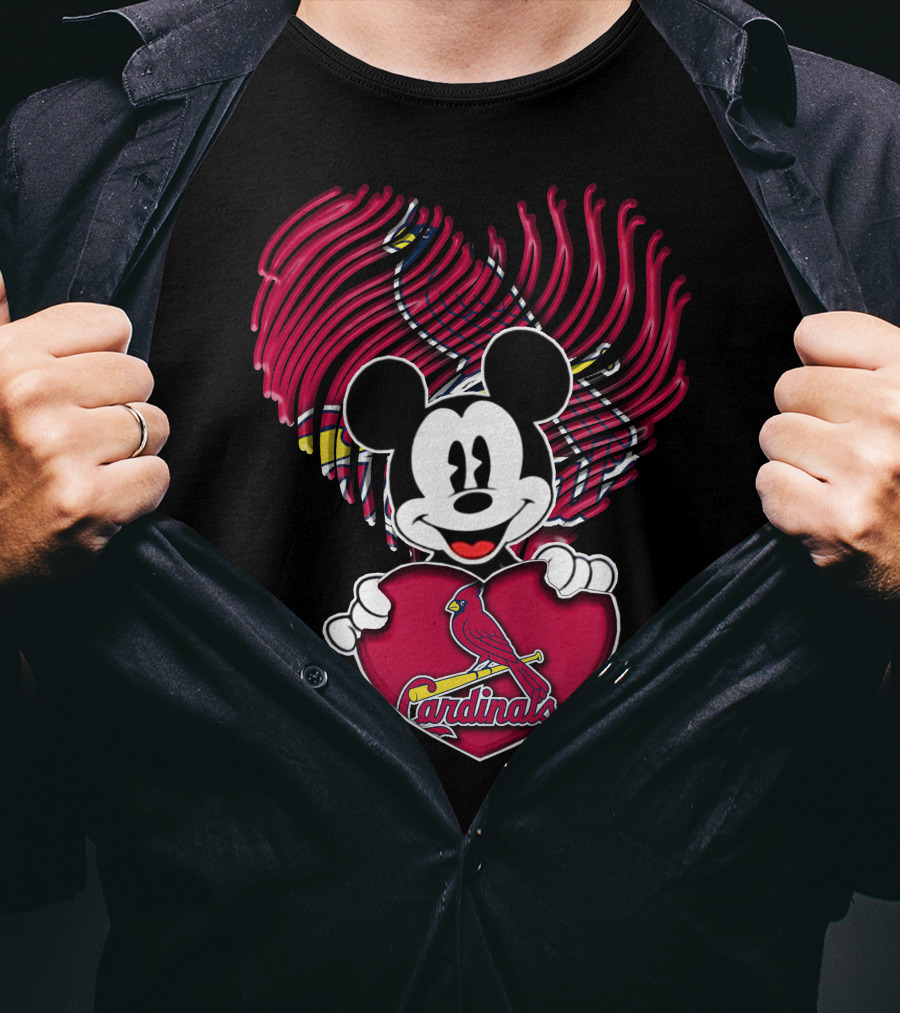 Mickey Mouse St. Louis Cardinals Heart T-Shirt