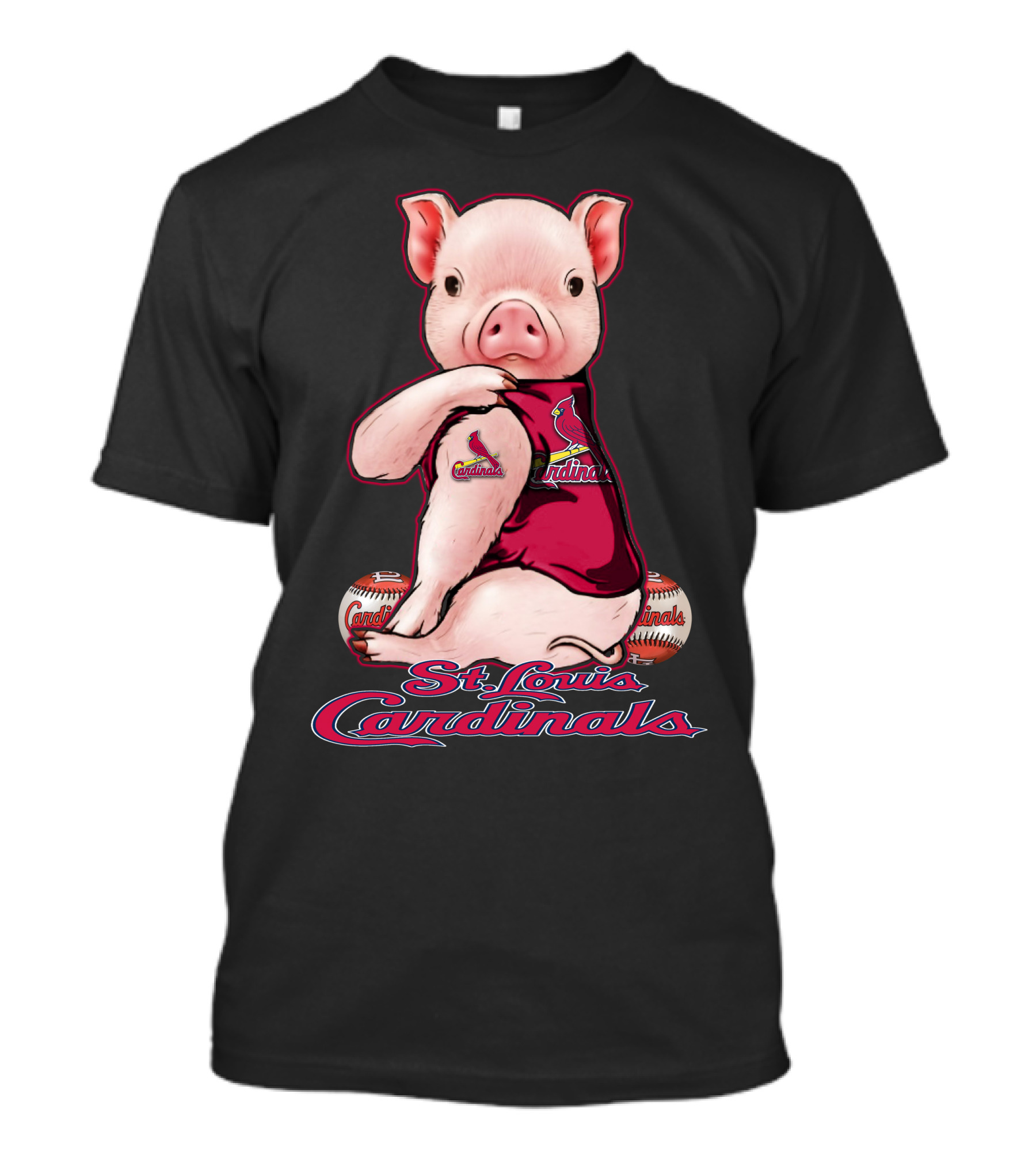 St. Louis Cardinals Pig With Baseballs T-Shirt