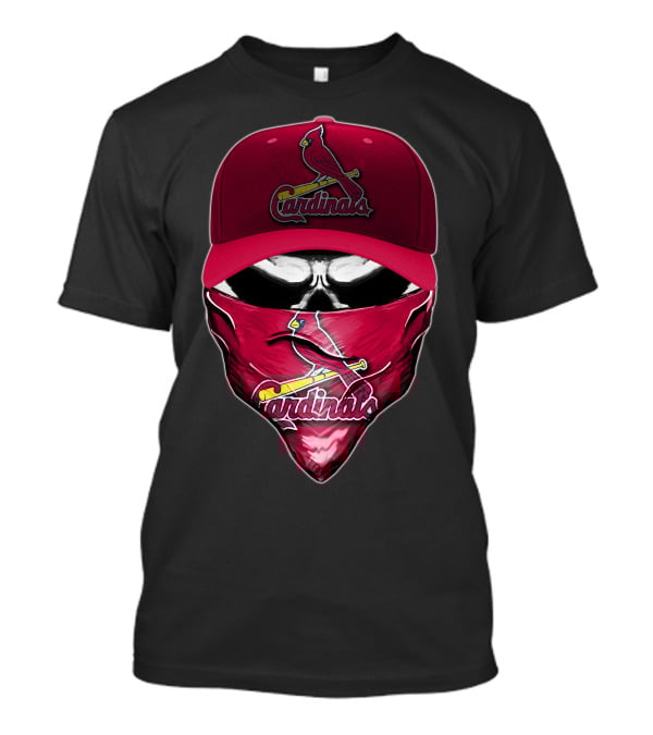 Skull With St. Louis Cardinals Cap And Bandana T-Shirt