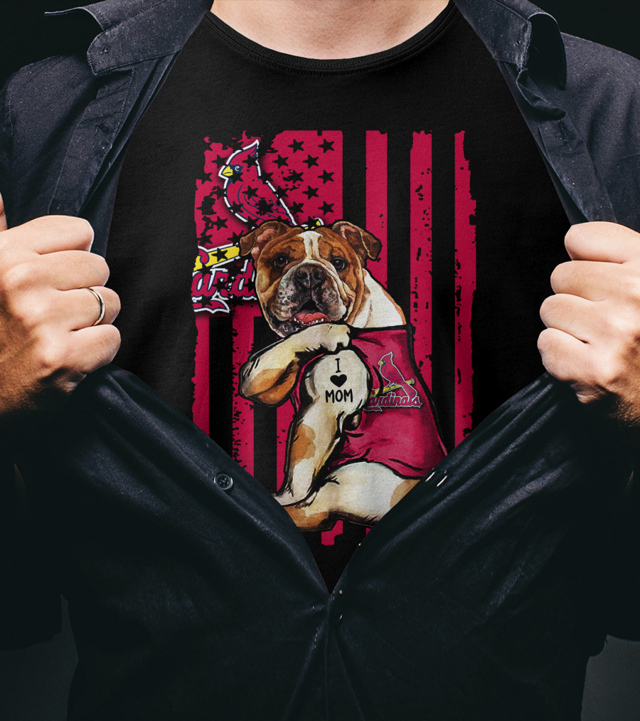 St. Louis Cardinals Bulldog I Love Mom T-Shirt