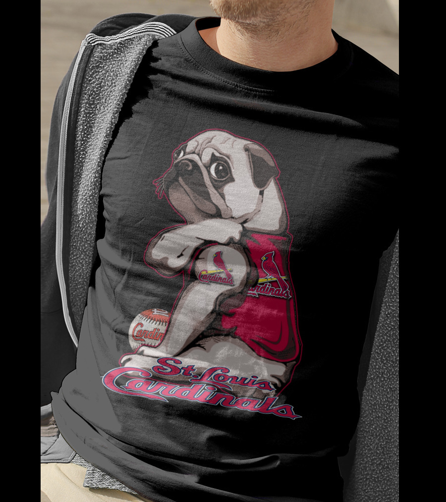 St. Louis Cardinals Pug With Baseball T-Shirt