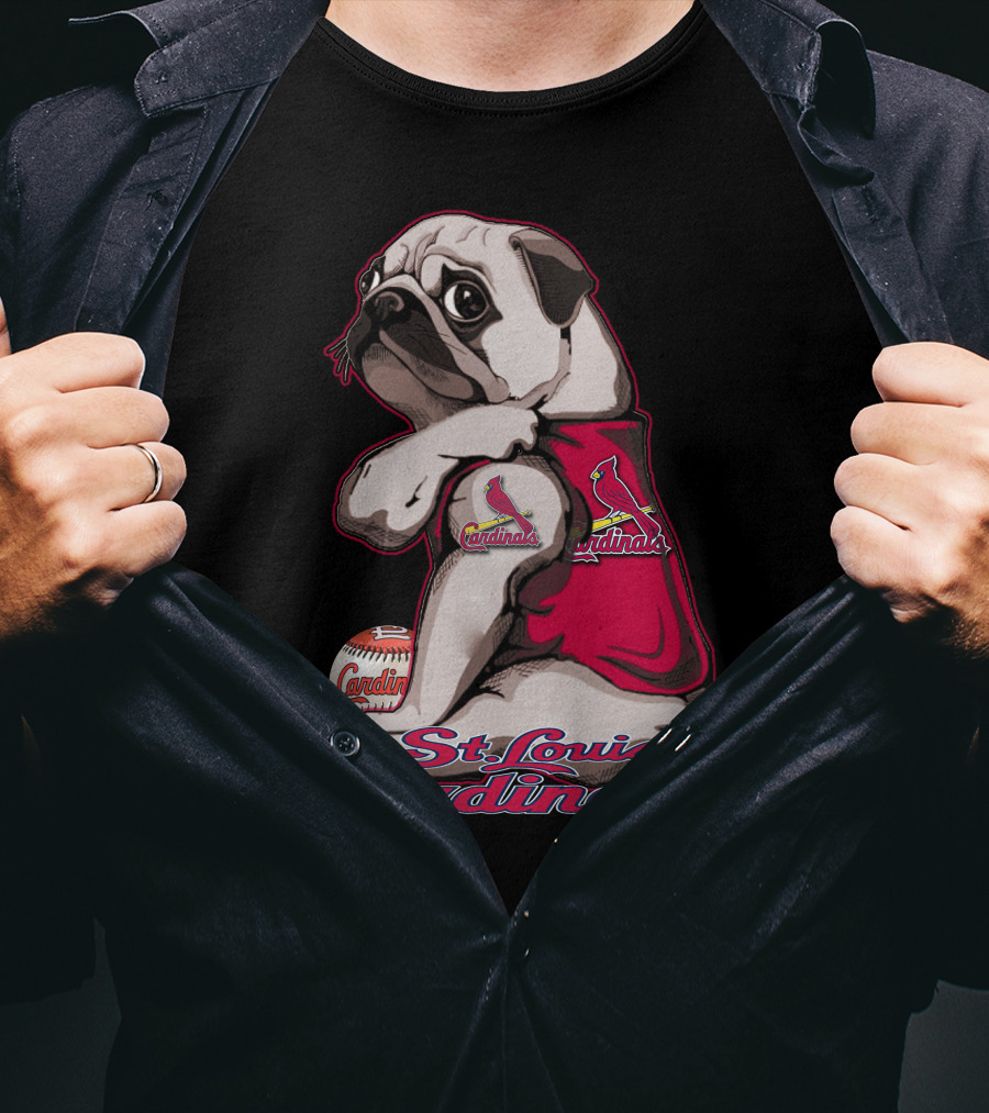St. Louis Cardinals Pug With Baseball T-Shirt