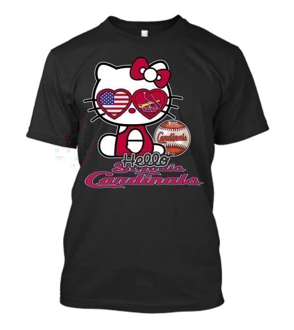 Hello Kitty St. Louis Cardinals Baseball American Flag T-Shirt