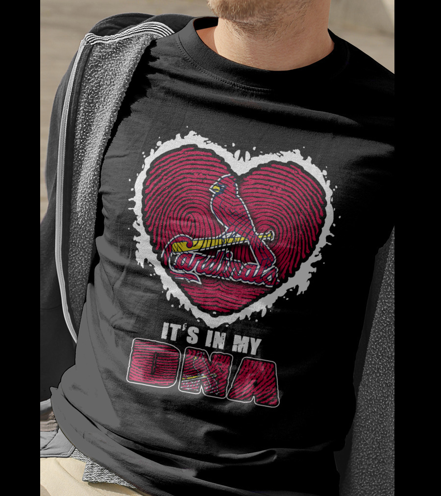 It's In My DNA Cardinals Heart Fingerprint T-Shirt