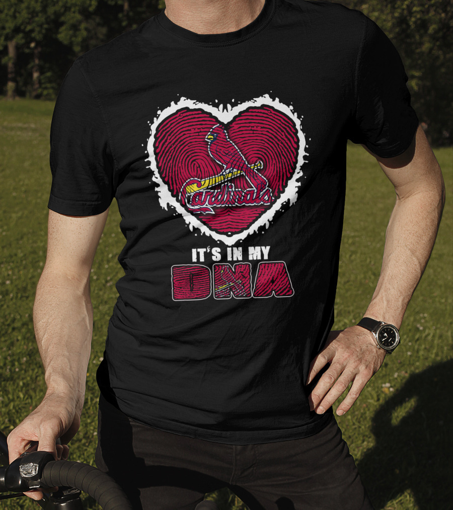 It's In My DNA Cardinals Heart Fingerprint T-Shirt