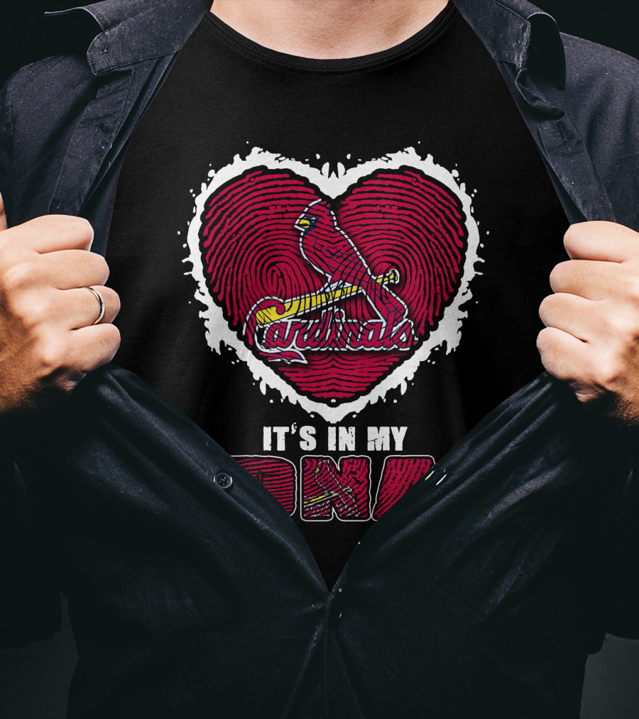 It's In My DNA Cardinals Heart Fingerprint T-Shirt