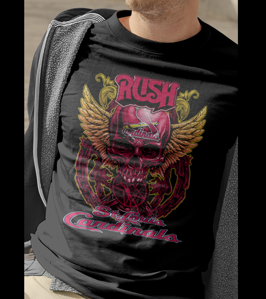 Rush St. Louis Cardinals Skull Wings Chain T-Shirt