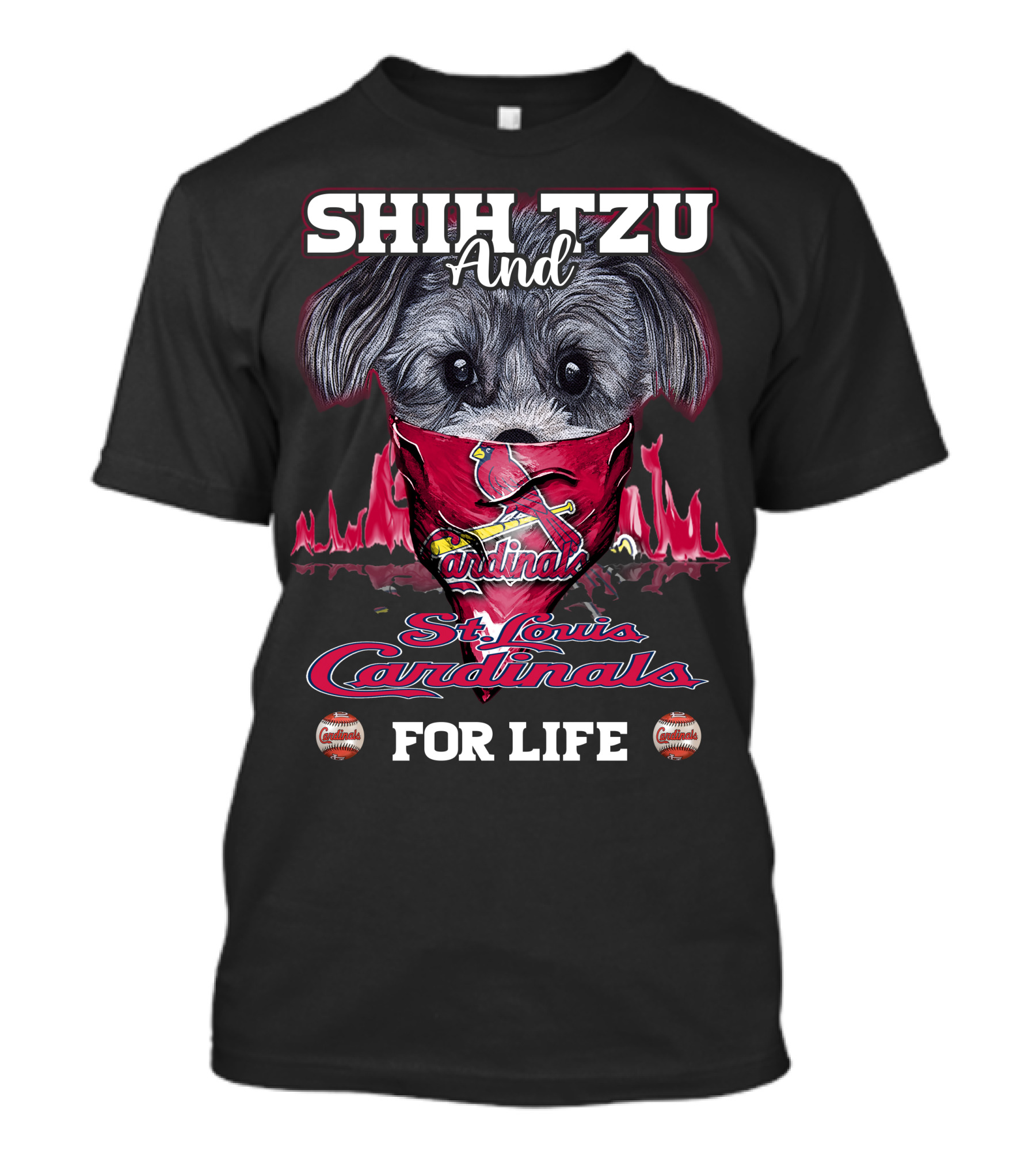 Shih Tzu And St. Louis Cardinals For Life T-Shirt