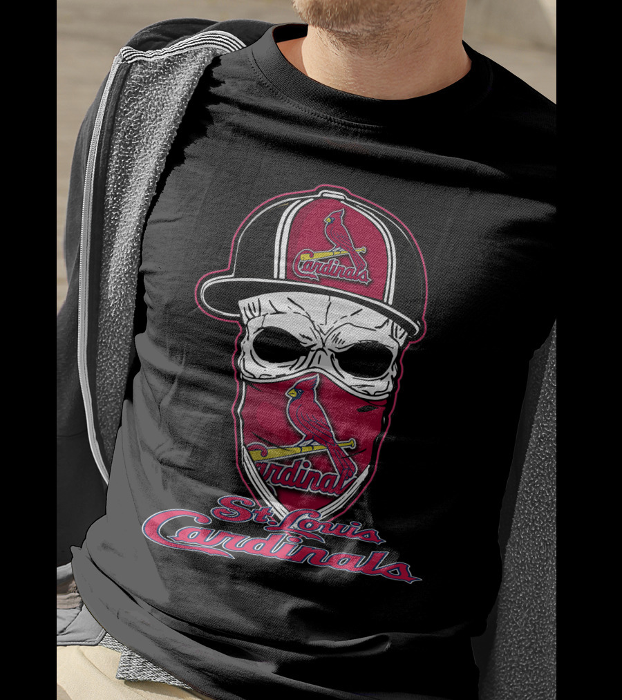 St. Louis Cardinals Skull Mask Hat Baseball T-Shirt