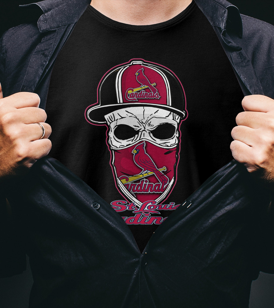 St. Louis Cardinals Skull Mask Hat Baseball T-Shirt