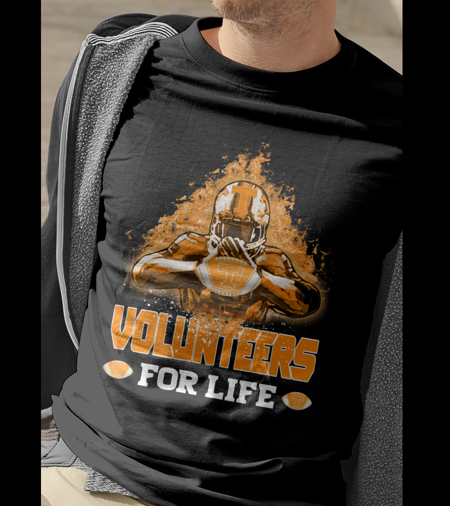Volunteers For Life Tennessee Football Player Flames T-Shirt