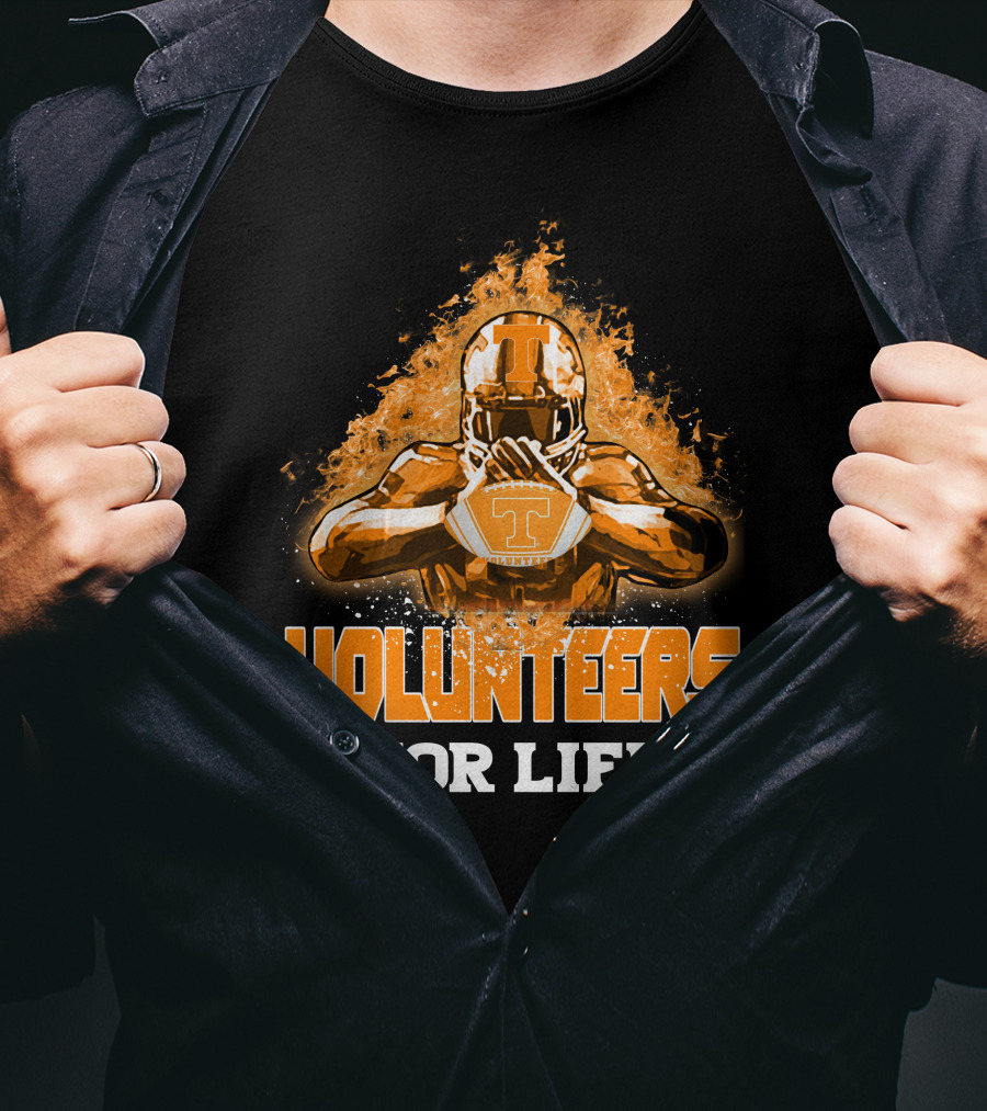 Volunteers For Life Tennessee Football Player Flames T-Shirt
