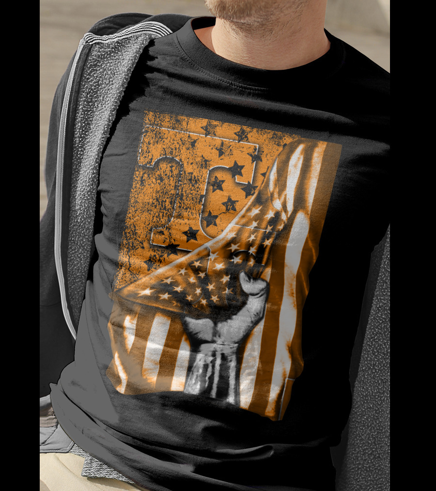 Tennessee Volunteers Flag Grunge Stars Stripes Fist Orange T T-Shirt