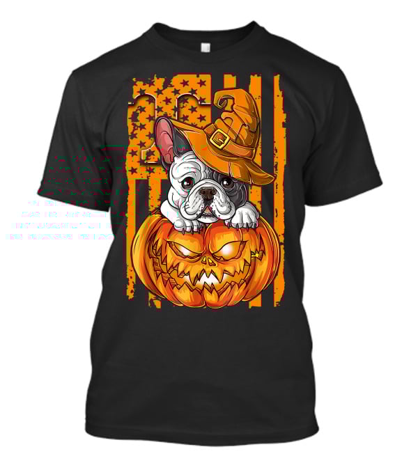 Bulldog Witch Hat Pumpkin Halloween Tennessee Volunteers T-Shirt