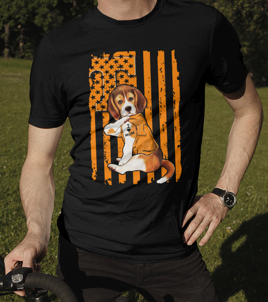Beagle Tennessee Volunteers I Love Mom Stripes Orange Black T-Shirt