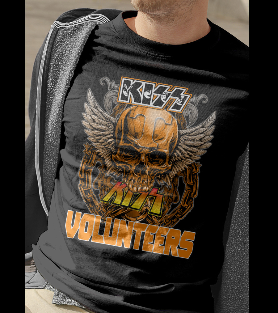 Kiss Tennessee Volunteers Skull Wings Chain T-Shirt