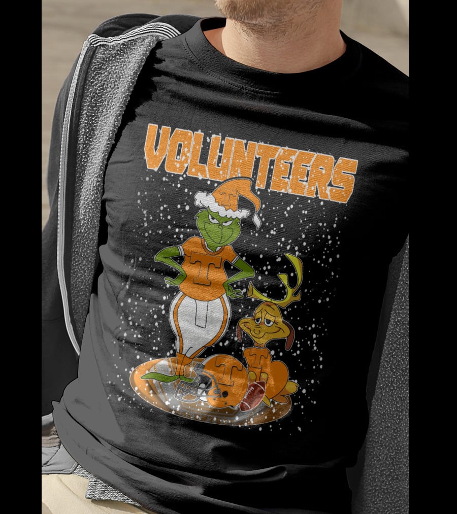 Grinch Tennessee Volunteers Christmas Football T-Shirt