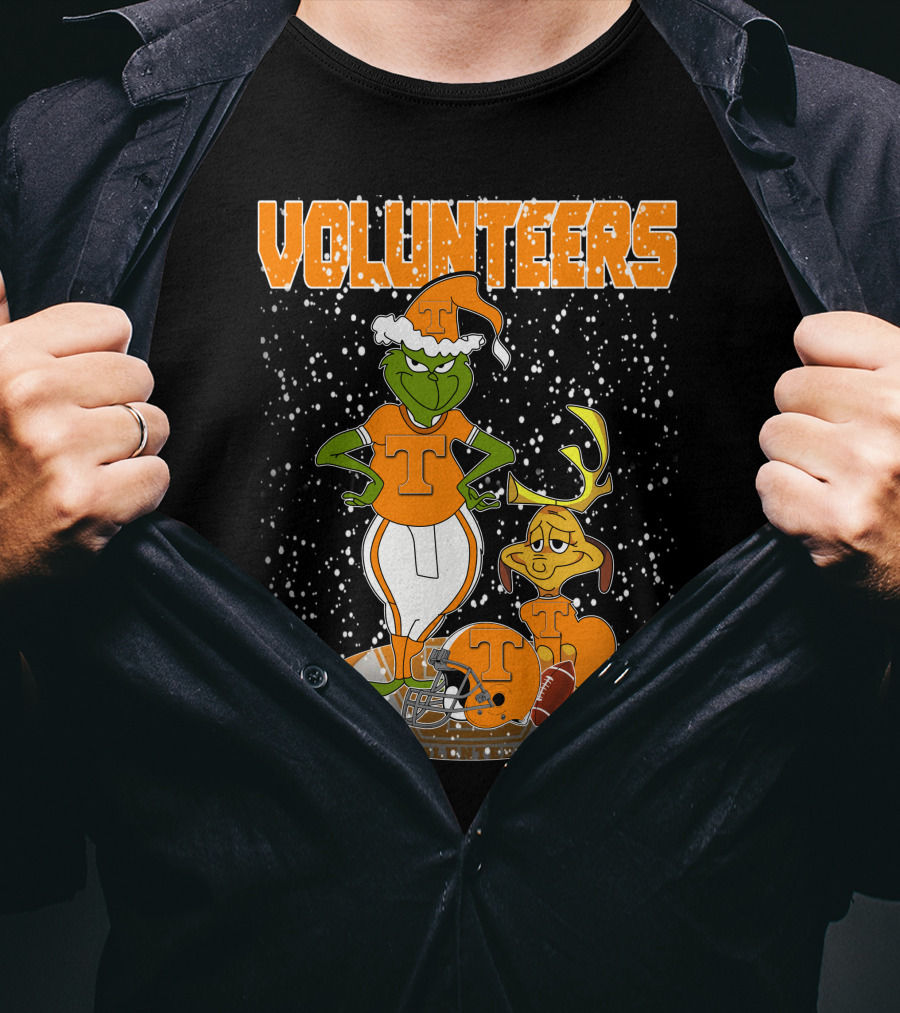 Grinch Tennessee Volunteers Christmas Football T-Shirt