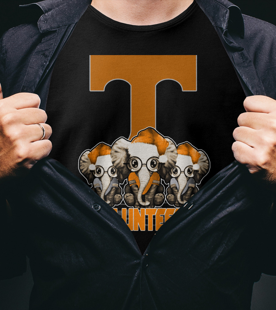 Three Elephants With Santa Hats Tennessee Volunteers T-Shirt