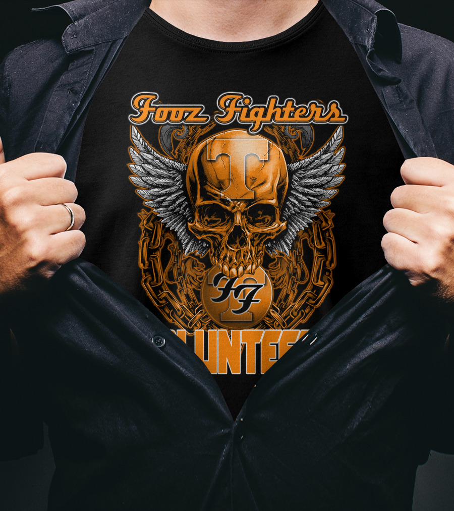 Fooz Fighters Volunteers Tennessee Skull Wings T-Shirt