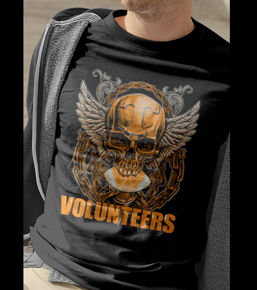 Winged Skull Tennessee Volunteers Football Orange Chains T-Shirt