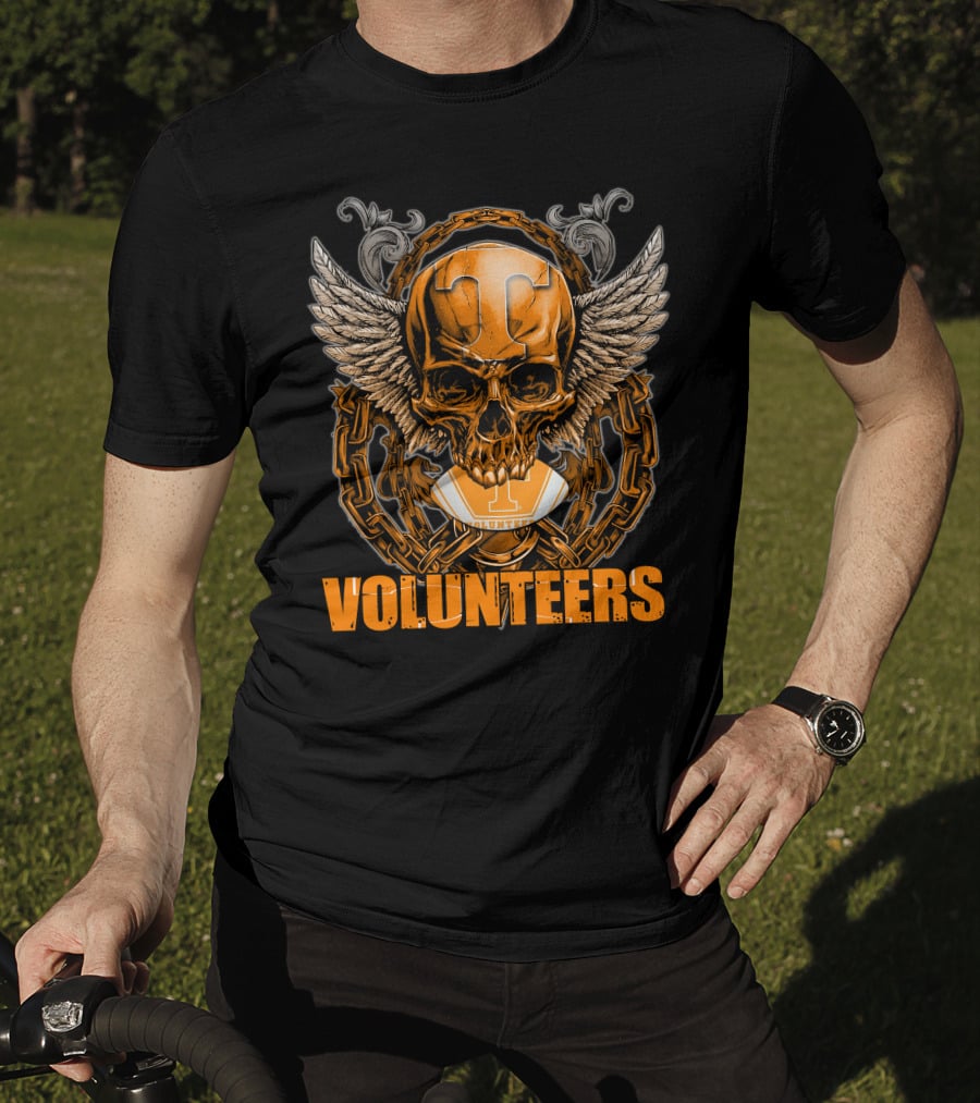 Winged Skull Tennessee Volunteers Football Orange Chains T-Shirt
