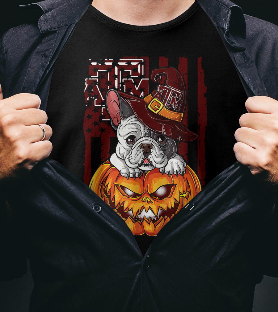 Hlw Bulldog Texas A&M Aggies Halloween Pumpkin Hat T-Shirt
