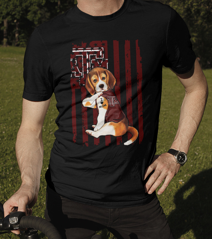 Texas A&M Aggies Beagle I Love Mom T-Shirt