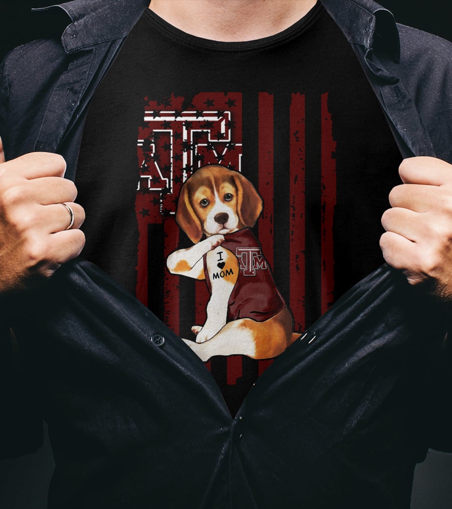 Texas A&M Aggies Beagle I Love Mom T-Shirt