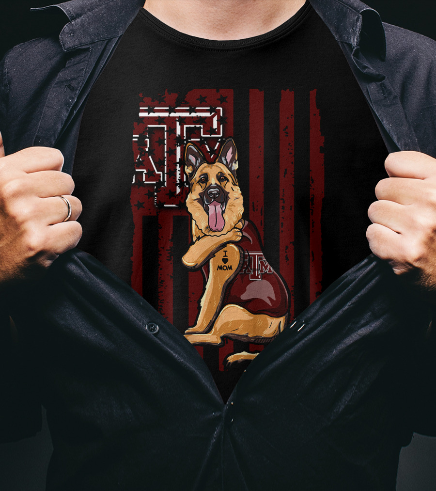 German Shepherd Texas A&M Aggies I Love Mom T-Shirt