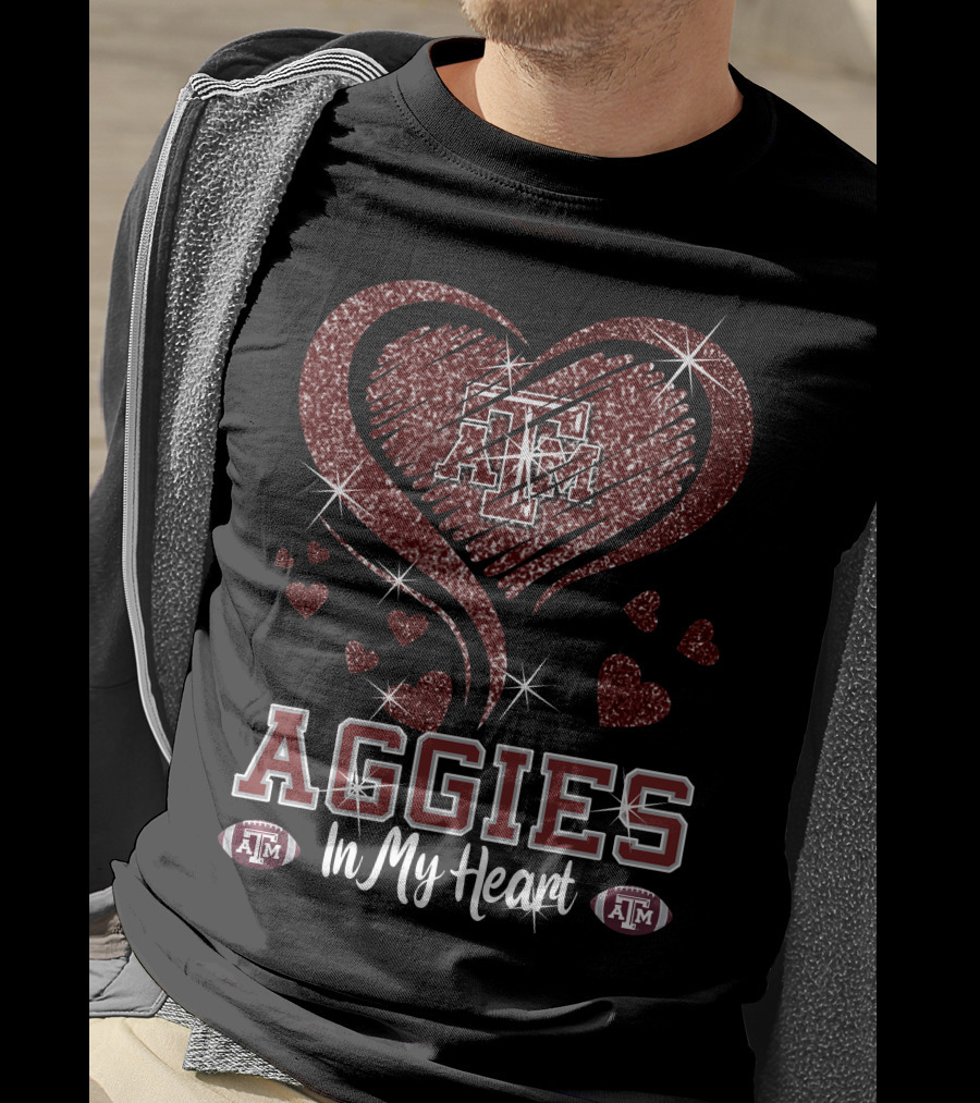 Aggies In My Heart Texas A&M Football Sparkling T-Shirt