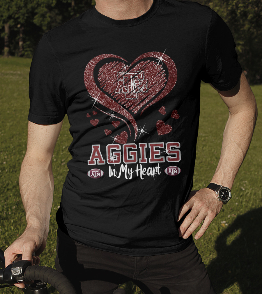 Aggies In My Heart Texas A&M Football Sparkling T-Shirt