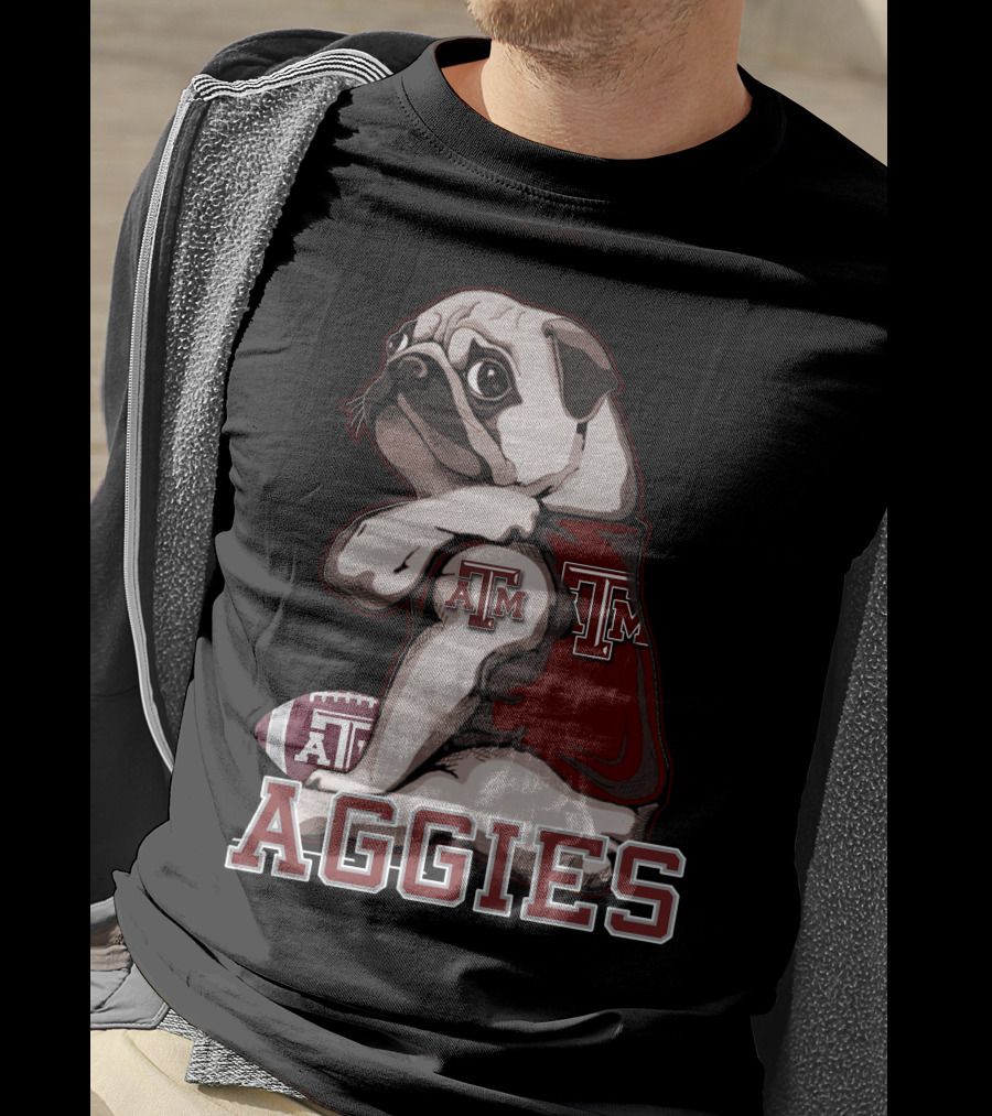 Pug Texas A&M Aggies Football Team Mascot T-Shirt