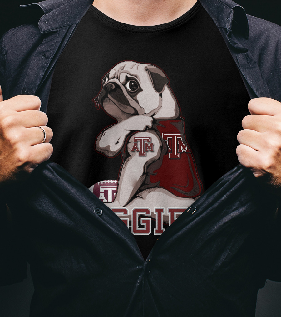 Pug Texas A&M Aggies Football Team Mascot T-Shirt
