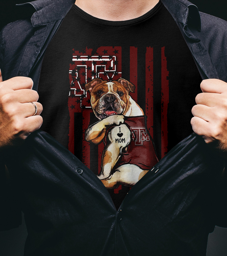 Texas A&M Aggies Bulldog I Love Mom T-Shirt